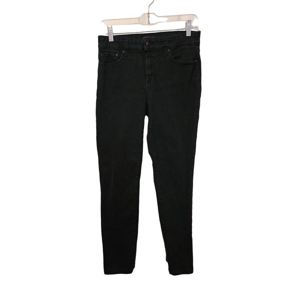 NYDJ Marilyn Straight Black size 6 embellished back pockets
